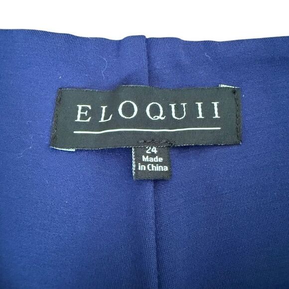 Eloquii Pants Front Seam Pull On Elastic Panel Waist 24 Blue NWT - Picture 4 of 6